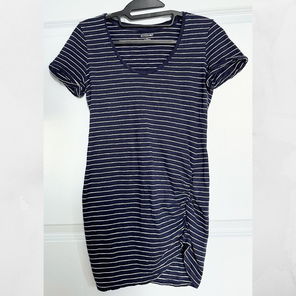 MOTHERHOOD MATERNITY Cinched Navy Striped Dress Size SP - Picture 2 of 5